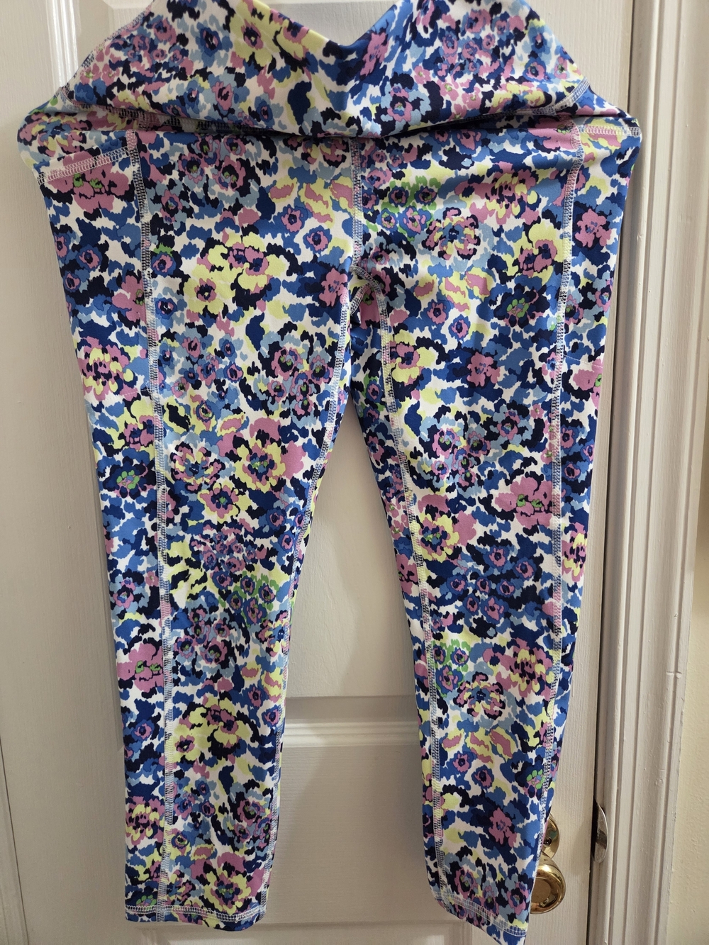 Girls' Floral Active Leggings - Blue, Pink & Yellow